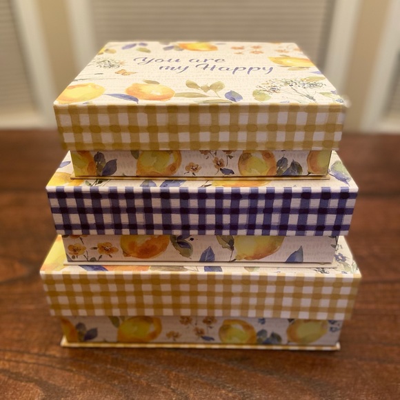 Farmhouse Blue & Yellow Lemon Storage Nesting Box - Picture 6 of 16